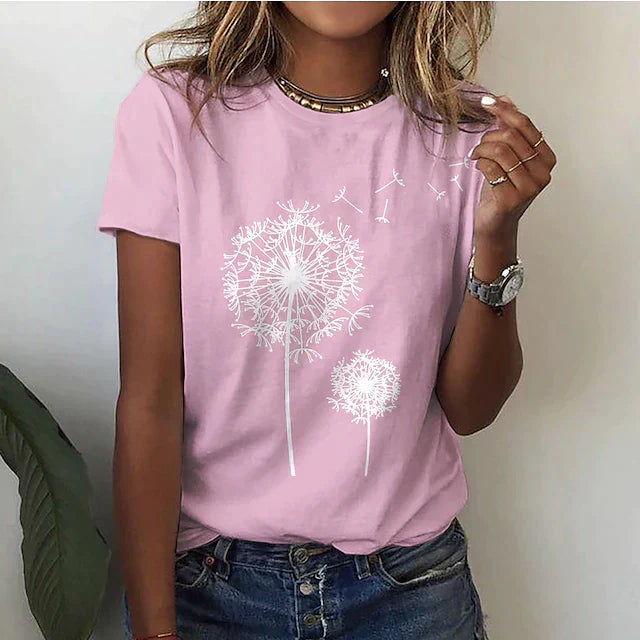Damen Sommer T Shirt Mit Rundhalsausschnitt | Kurze Ärmel